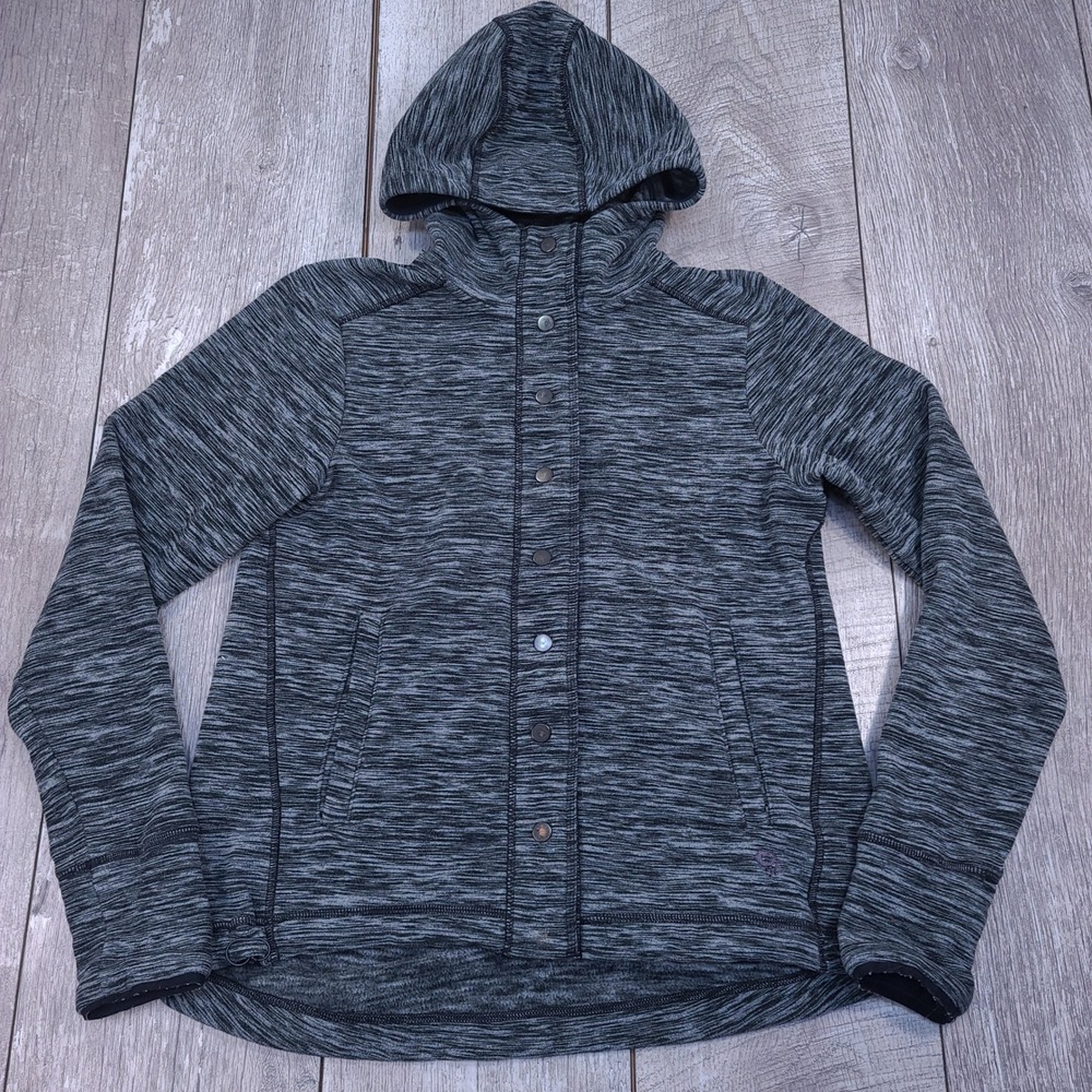 Mountain Hardwear Fleece Jacket Women Small Gray Space Dye Snap Hooded